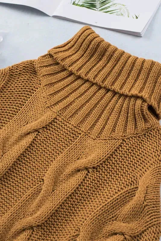 Cable Knit Handmade Turtleneck Sweater - Fashionfitz