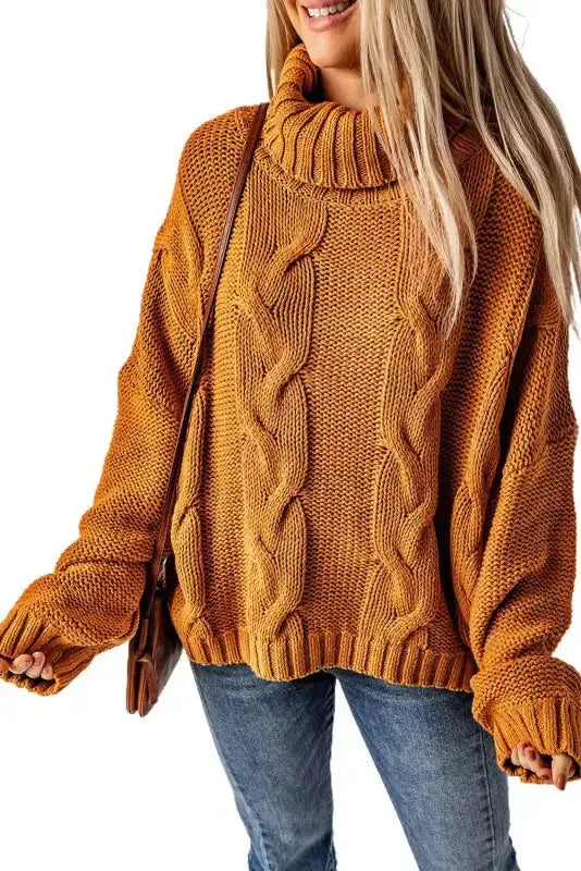 Cable Knit Handmade Turtleneck Sweater - Fashionfitz