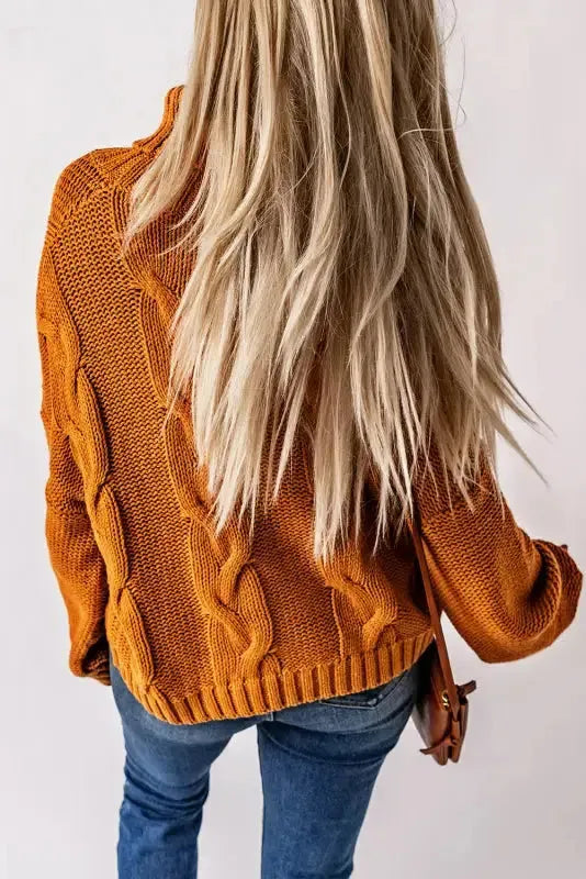 Cable Knit Handmade Turtleneck Sweater - Fashionfitz