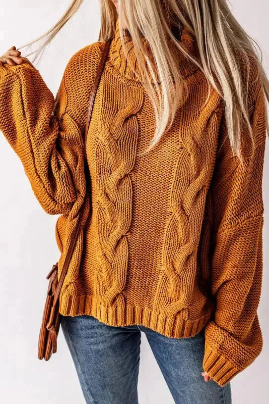 Cable Knit Handmade Turtleneck Sweater - Fashionfitz