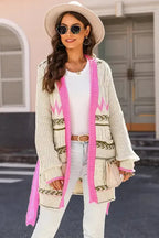 Cable Knit Open Front Duster Cardigan - Fashionfitz