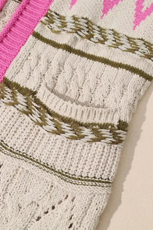 Cable Knit Open Front Duster Cardigan - Fashionfitz