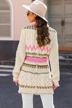 Cable Knit Open Front Duster Cardigan - Fashionfitz