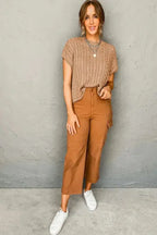 Cable Knit Short Sleeve Sweater - Fashionfitz