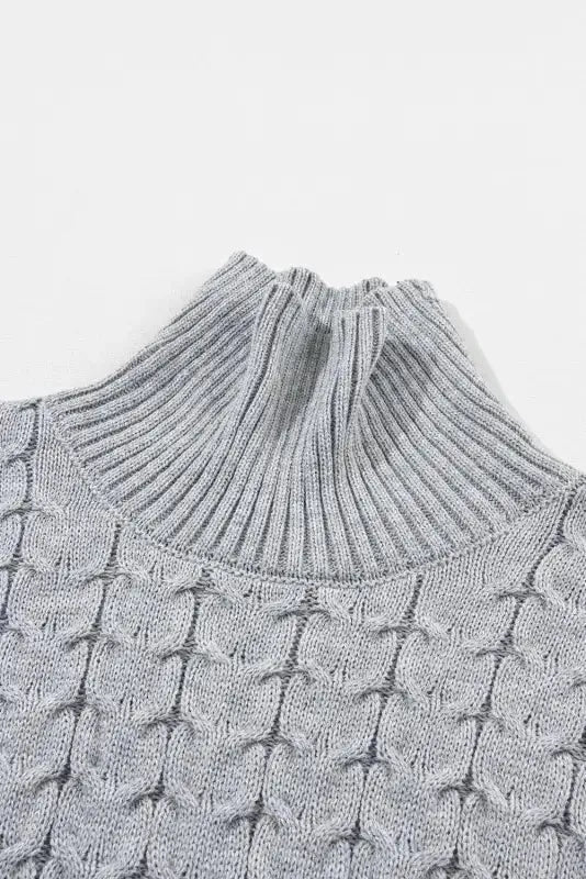 Cable Knit Turtleneck Batwing Sleeve Sweater - Fashionfitz