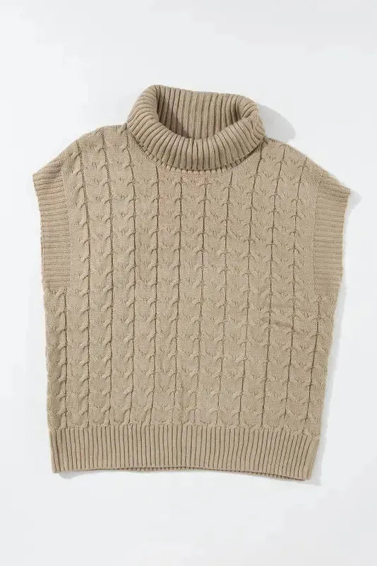 Cable Knit Turtleneck Batwing Sleeve Sweater - Fashionfitz
