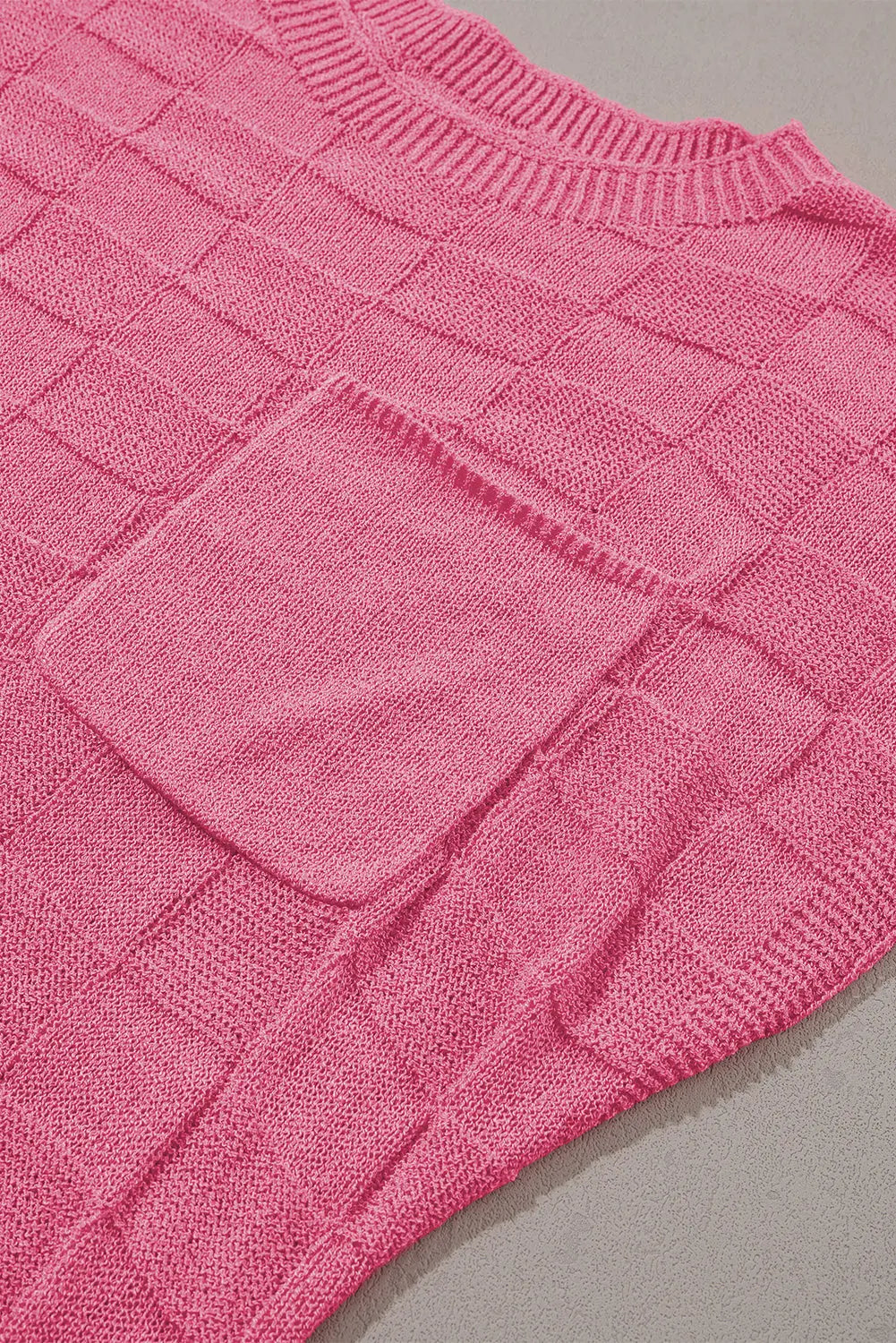 Lattice short sleeve sweater - pink sweaters