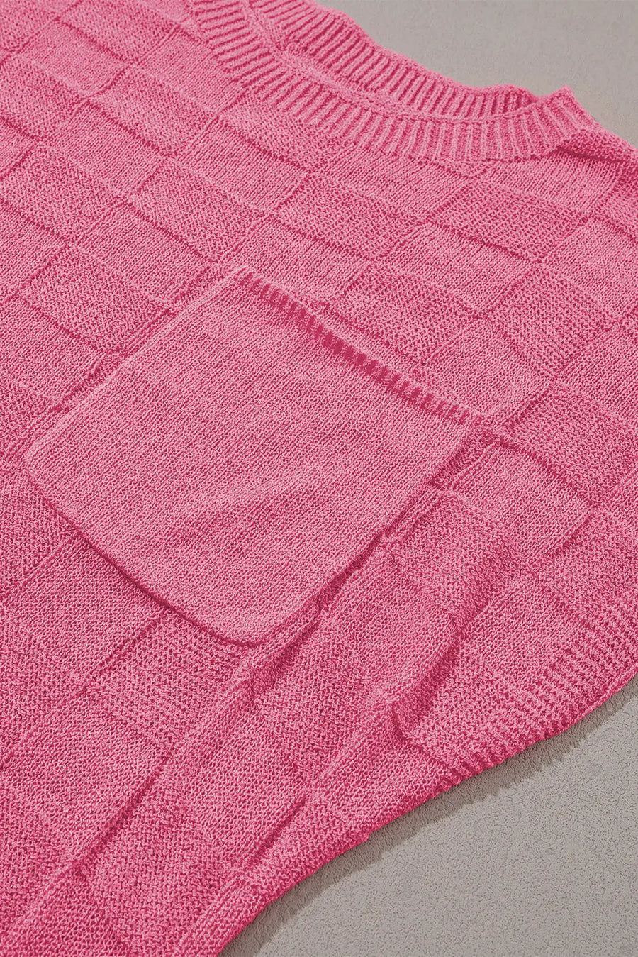 Lattice short sleeve sweater - pink sweaters