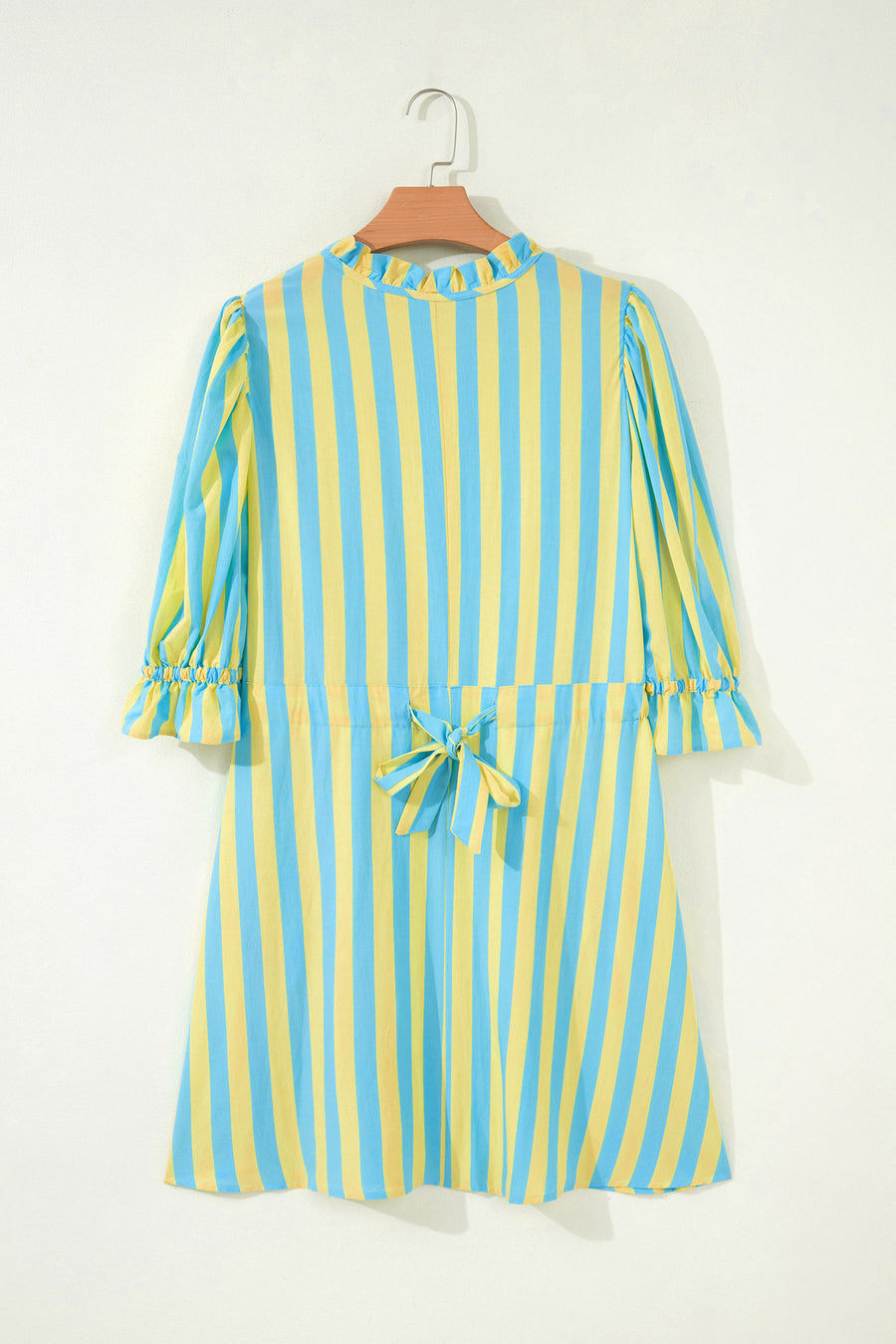 Red Stripe Puff Sleeve Mini Dress Women UK