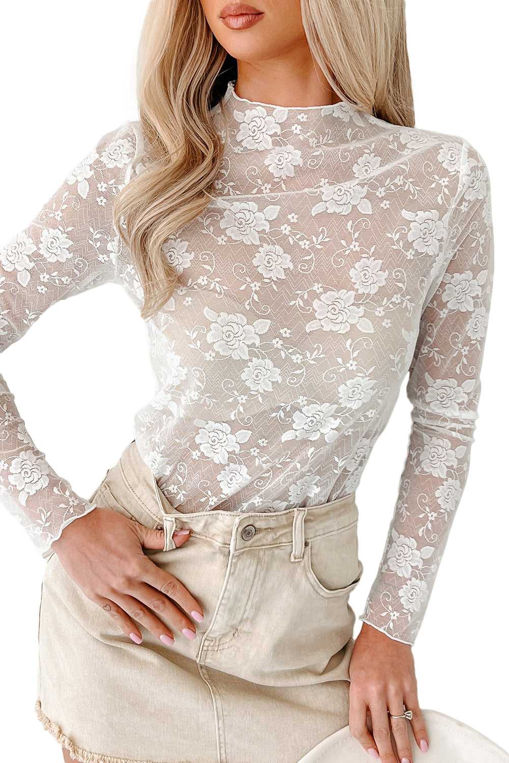 Sheer Floral Lace Top