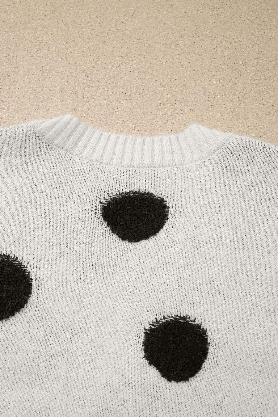 Polka Dot Button Front Oversized V-Neck Cardigan
