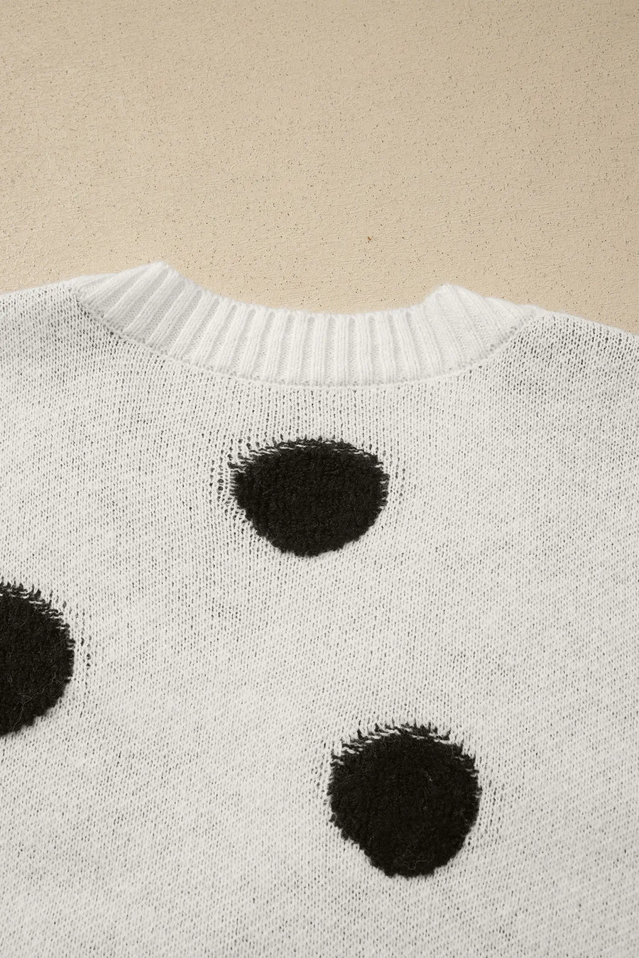 Polka Dot Button Front Oversized V-Neck Cardigan