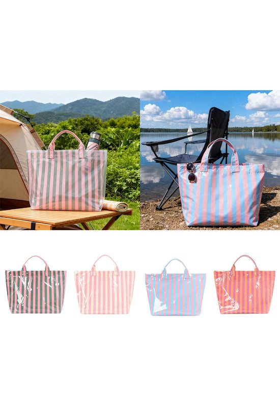 Rainbow Glossy Striped Vinyl Large Tote Bag Women UK