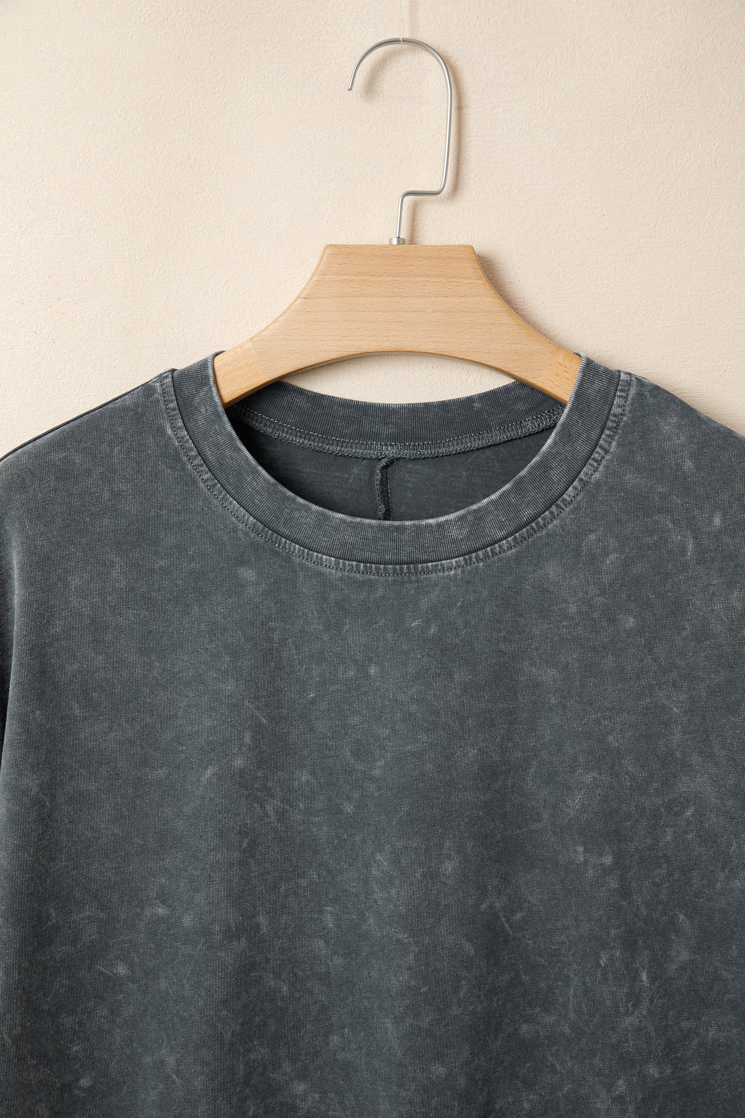 Mineral Washed Oversized Cotton Tee Drop Shoulder Round Neck Tunic Length