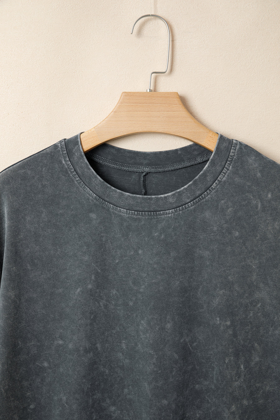 Mineral Washed Oversized Cotton Tee Drop Shoulder Round Neck Tunic Length — lifestyle shot | Fashionfitz UK