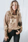 Camel floral drop shoulder ribbed trim sweater - sweaters & cardigans