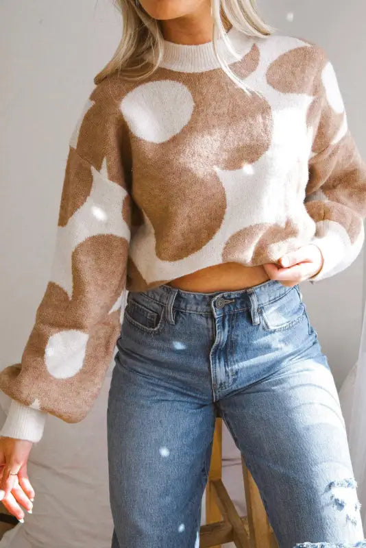 Camel flower slouchy sweater by fashionfitz