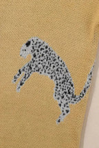Camel Fuzzy Cheetah Sweater - Fashionfitz