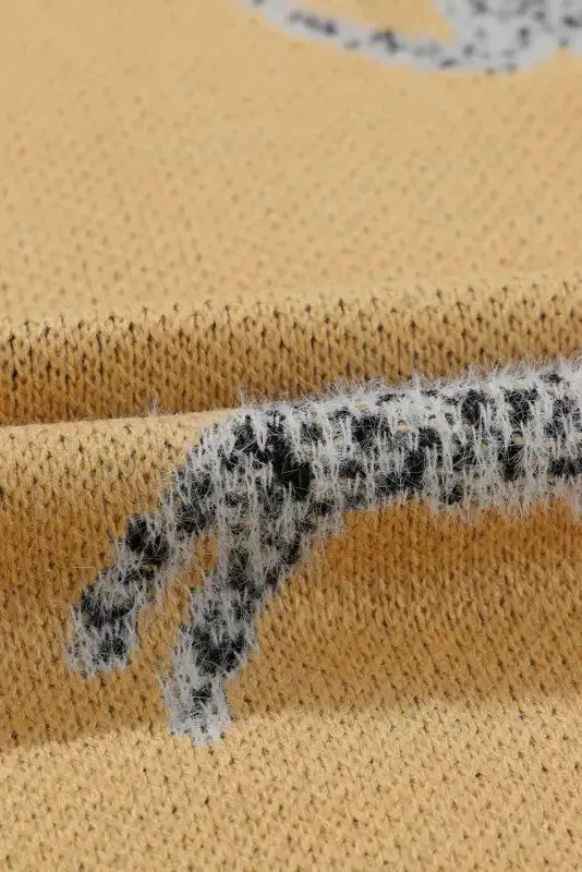 Camel Fuzzy Cheetah Sweater - Fashionfitz
