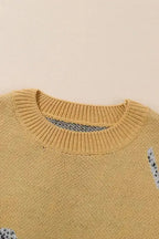 Camel Fuzzy Cheetah Sweater - Fashionfitz