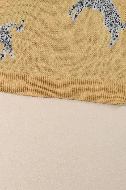 Camel Fuzzy Cheetah Sweater - Fashionfitz