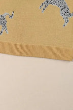 Camel Fuzzy Cheetah Sweater - Fashionfitz