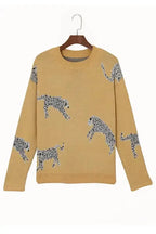 Camel Fuzzy Cheetah Sweater - Fashionfitz