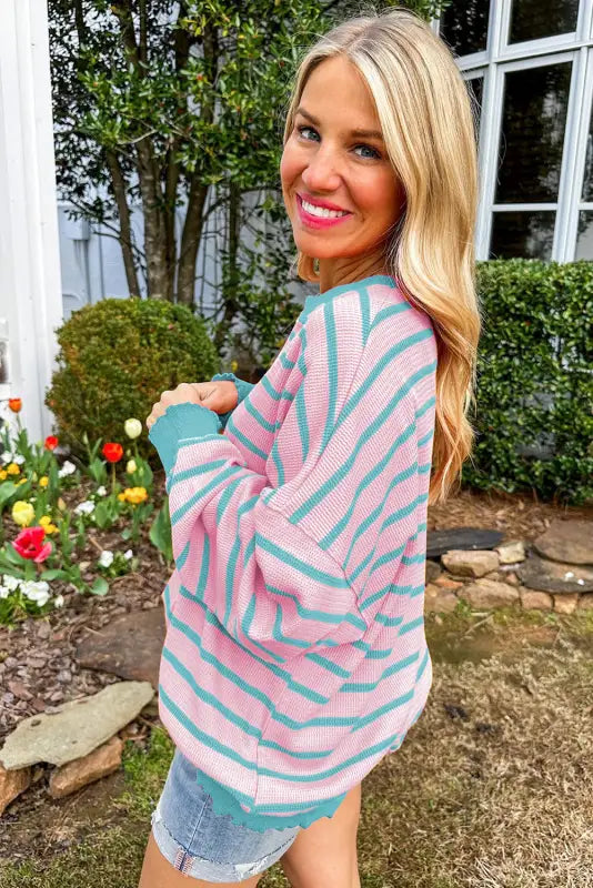 Candy stripe cozy sweater - casual & comfy | fashionfitz