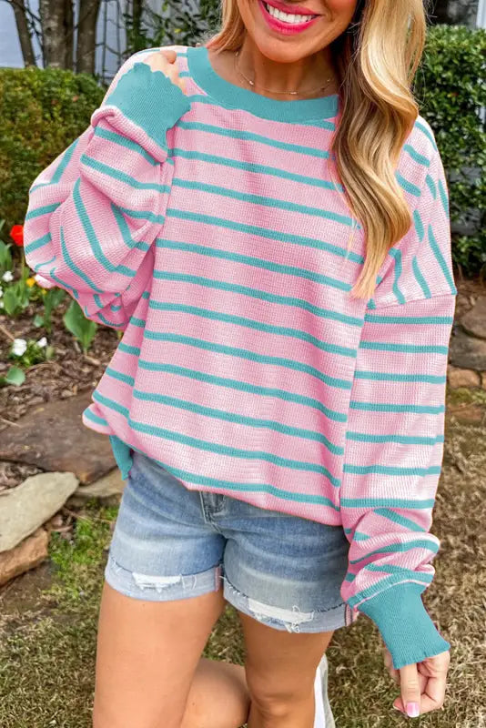 Candy stripe cozy sweater - casual & comfy | fashionfitz