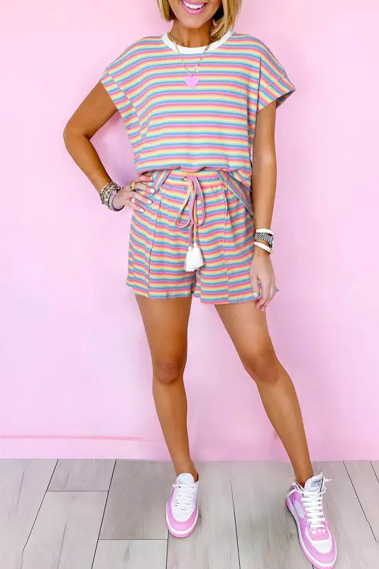 Candy stripe lounge set - two piece sets/short sets