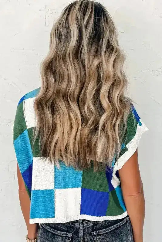 Cap Sleeve Sweater - Grapefruit Orange Color Block - Fashionfitz