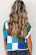 Cap Sleeve Sweater - Grapefruit Orange Color Block - Fashionfitz