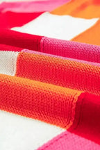 Cap Sleeve Sweater - Red Color Block - Fashionfitz