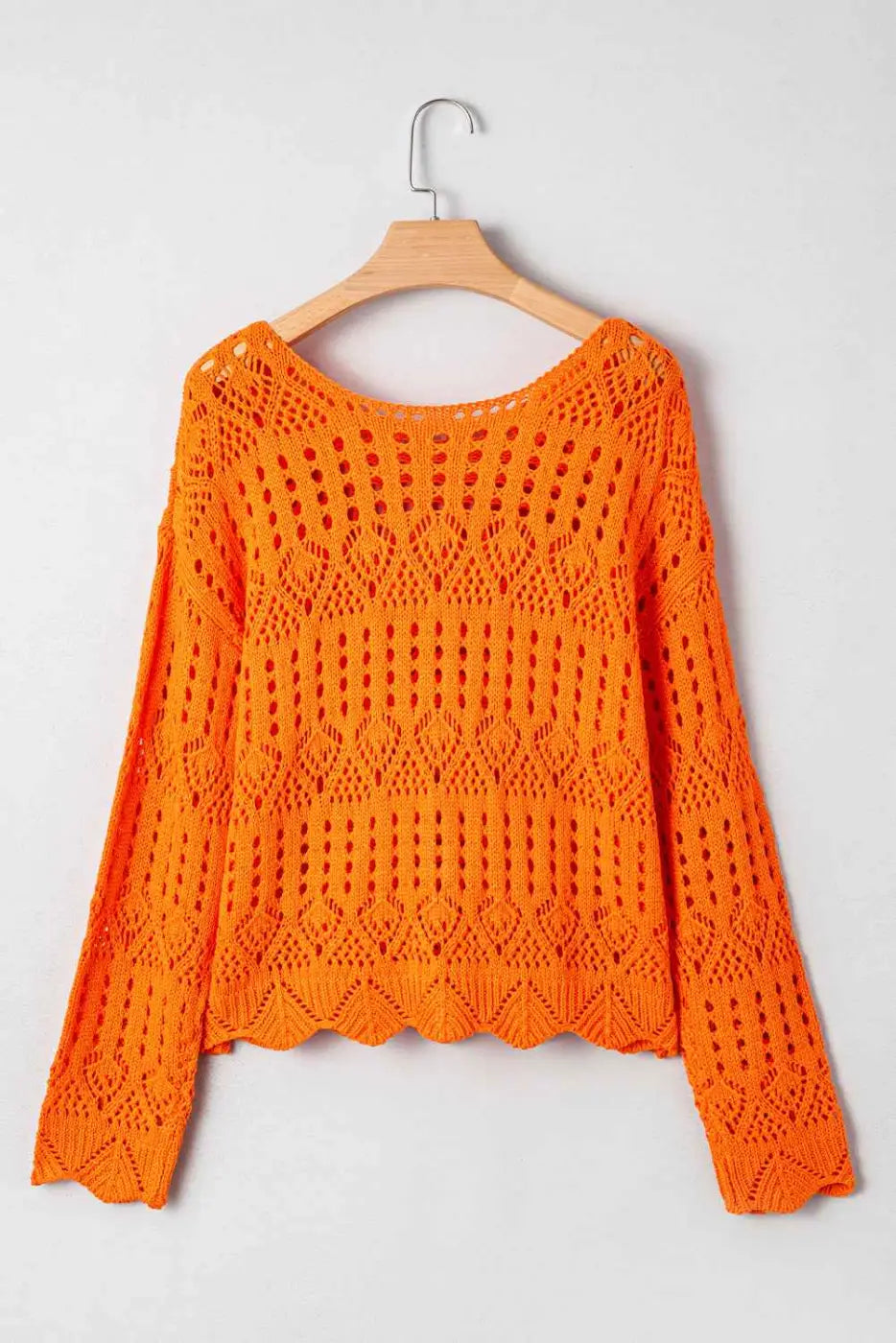 Carrot crochet scallop edge sweater | fashionfitz
