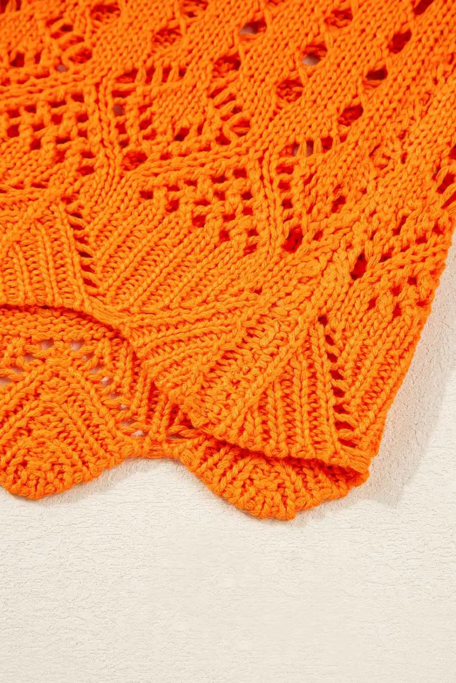 Carrot crochet scallop edge sweater | fashionfitz