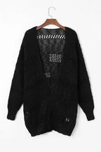 Casual Hollowed Knit Dolman Sleeve Cardigan - Fashionfitz