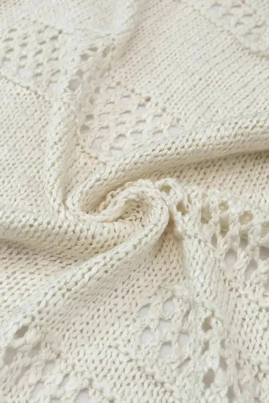 Casual Hollowed Knit Dolman Sleeve Cardigan - Fashionfitz