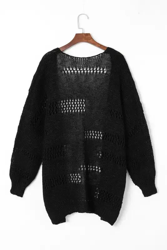 Casual Hollowed Knit Dolman Sleeve Cardigan - Fashionfitz