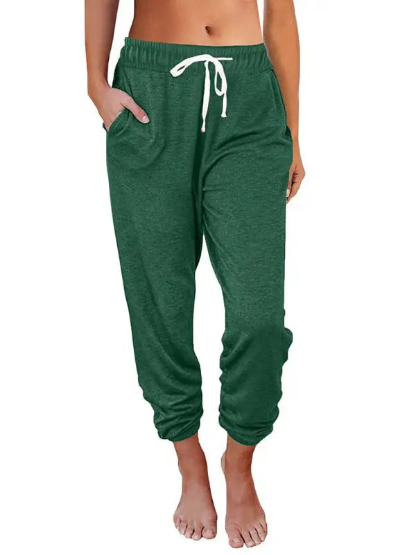 Casual loose sweatpants joggers - green / s