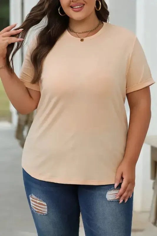 Casual Plain Crew Neck Tee - Fashionfitz