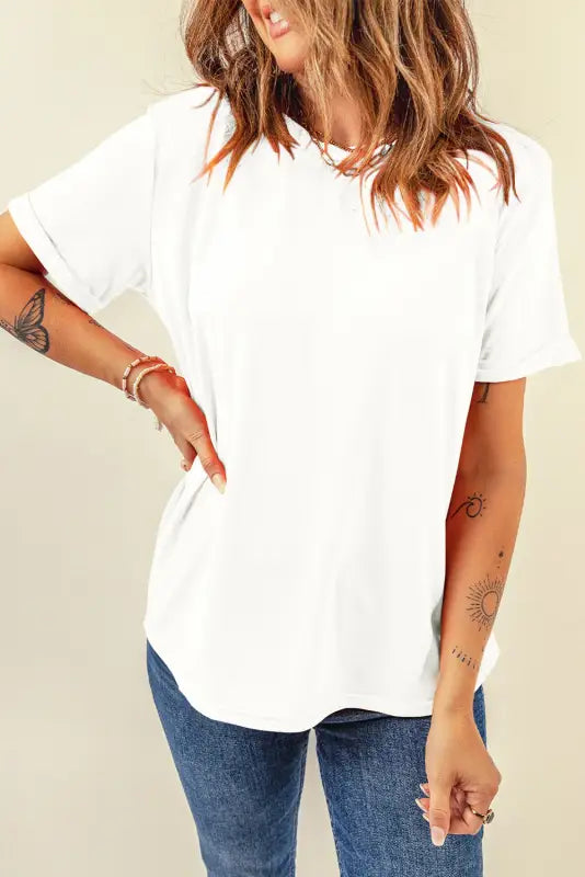 Casual plain crew neck tee | women’s t-shirts | fashionfitz