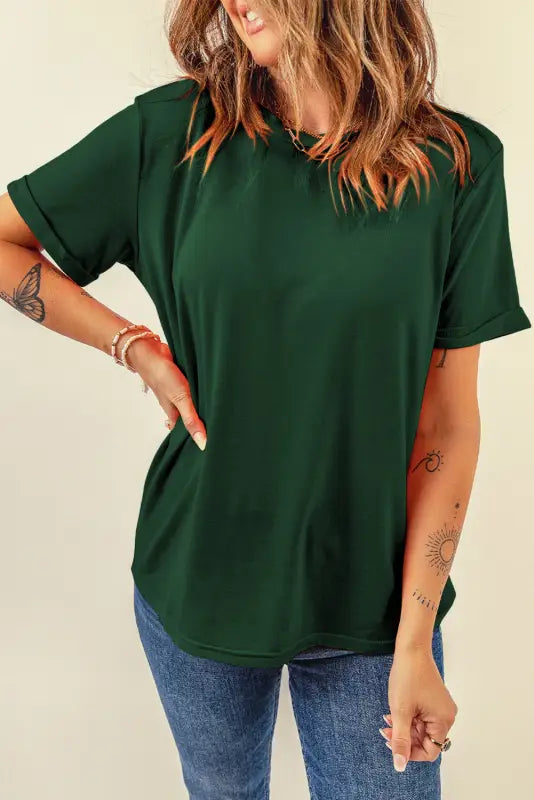 Casual plain crew neck tee | women’s t-shirts | fashionfitz