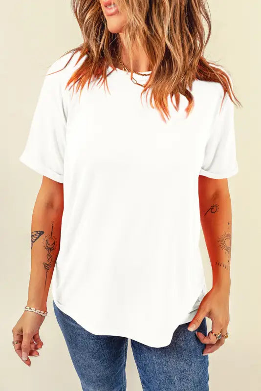 Casual plain crew neck tee | women’s t-shirts | fashionfitz