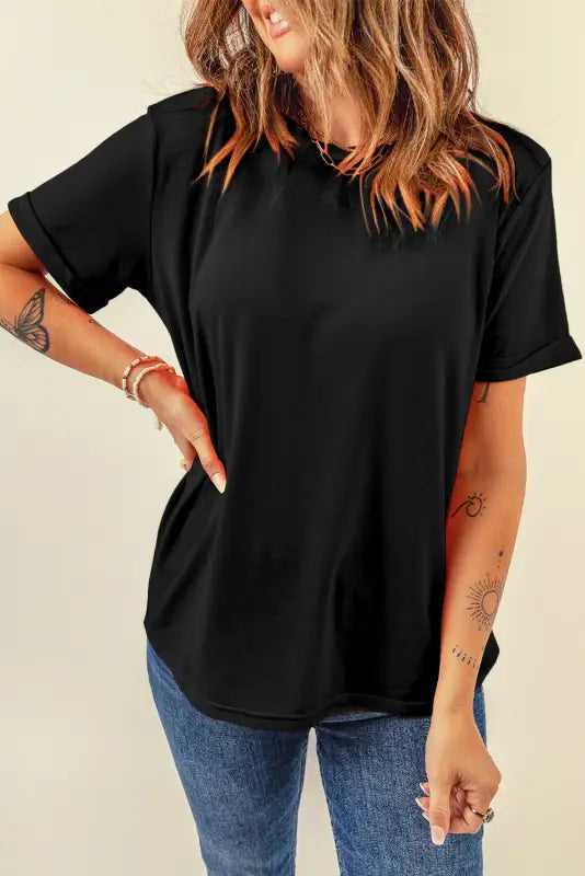 Casual plain crew neck tee | women’s t-shirts | fashionfitz