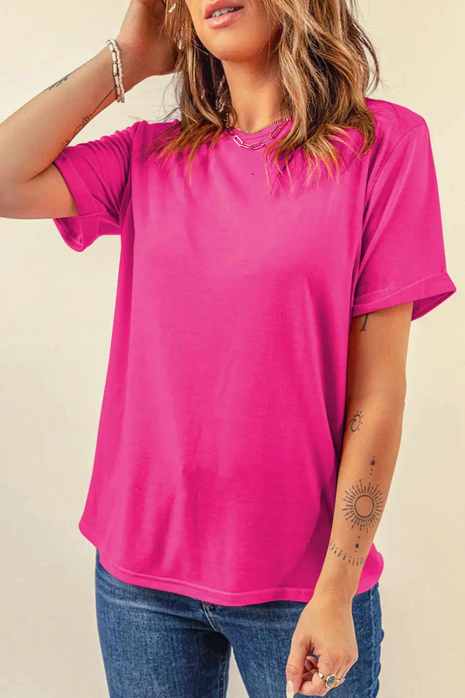 Casual plain crew neck tee | women’s t-shirts | fashionfitz