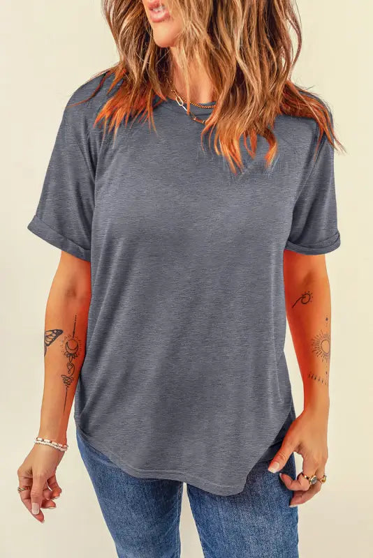 Casual plain crew neck tee | women’s t-shirts | fashionfitz