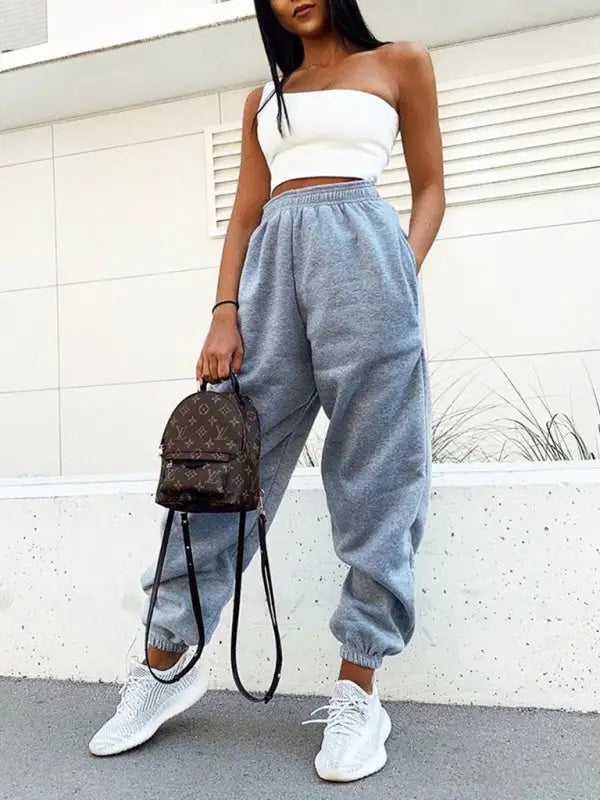 Casual sweatpants sports joggers - grey / s