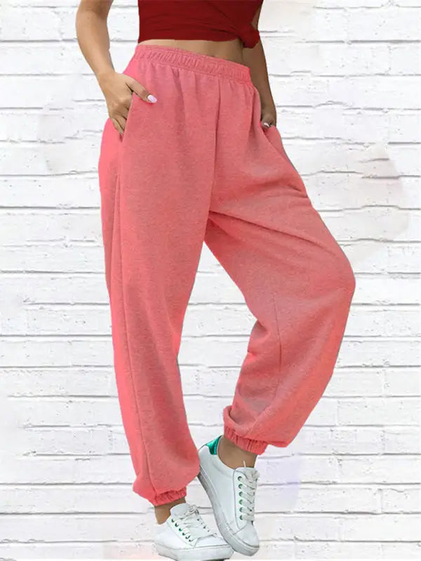 Casual sweatpants sports joggers - pink / s