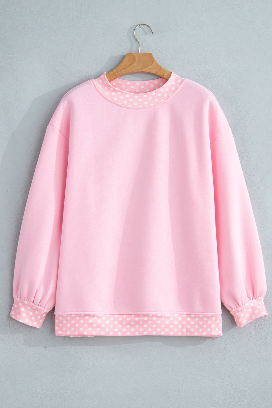 Pink Polka Dot Colour Block Oversized Sweatshirt Women UK