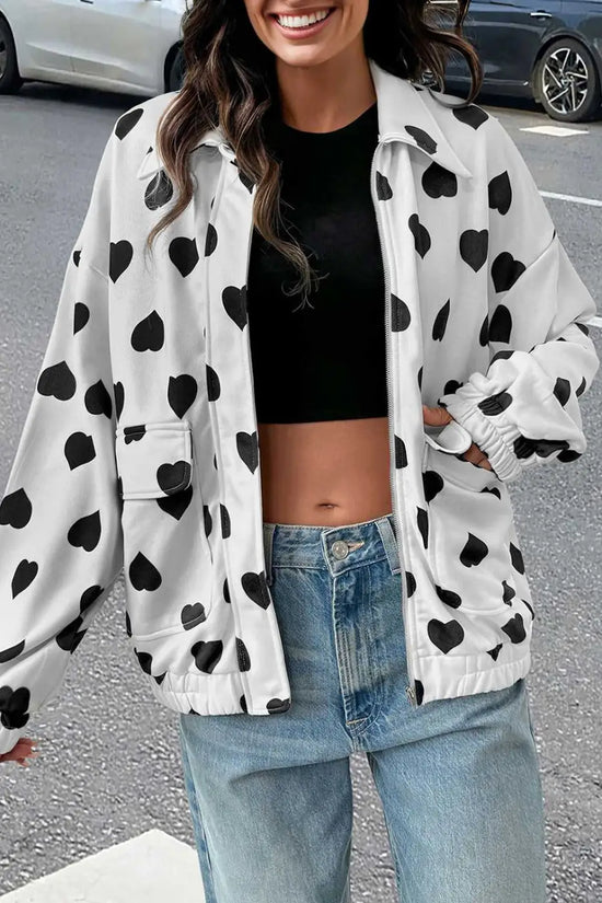 White heart print windbreaker jacket windbreakers